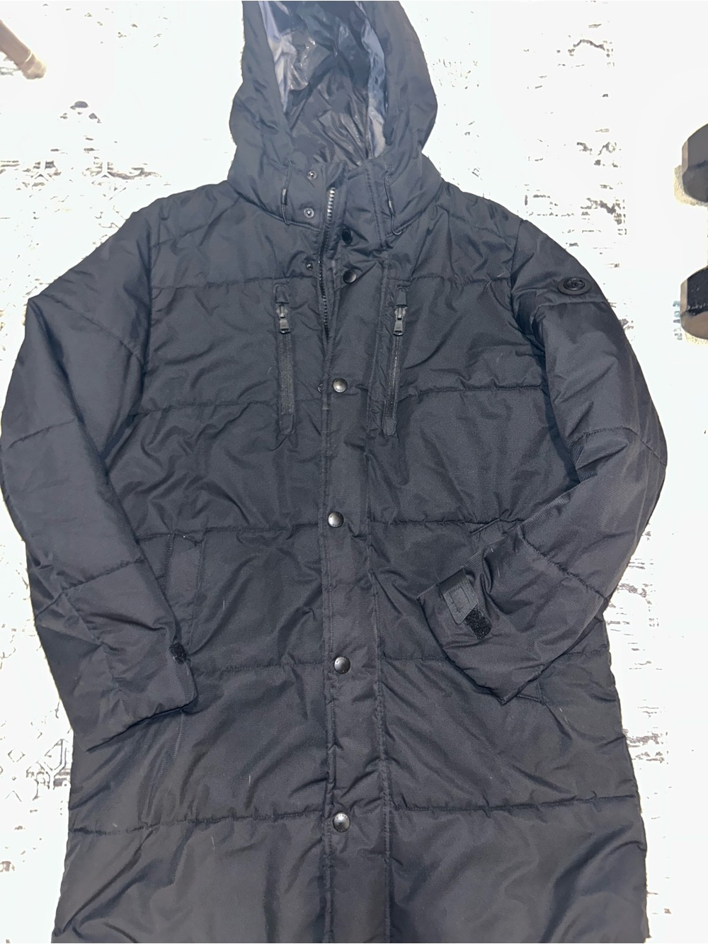 Men's Black Insulated Hooded Long Coat